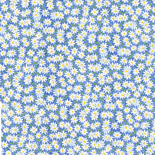 Fabric Traditions White Packed Daisies Cotton Fabric